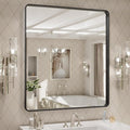 LOAAO 32x36 Inch Black Metal Framed Bathroom Mirror by LOAAO