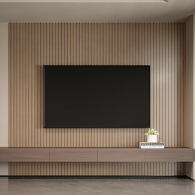 YLL YLL PVC Slat Wall Panel Peel and Stick 236"x 15.7" Faux Oak Grain Wood Slat - Image 4