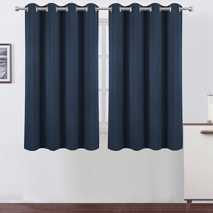 LEMOMO Navy Blue Blackout Curtains/52 x 45 Inch/Set of 2 Panels Room Darkening by Lemomo
