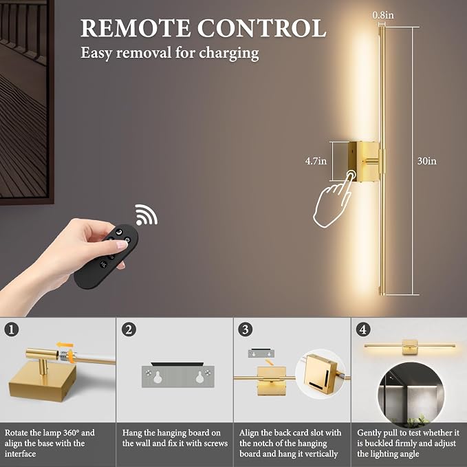 SAIMAND Wireless Sconces Set of 2 Battery Operated, 8000mAh USB Rechargeable - Image 4