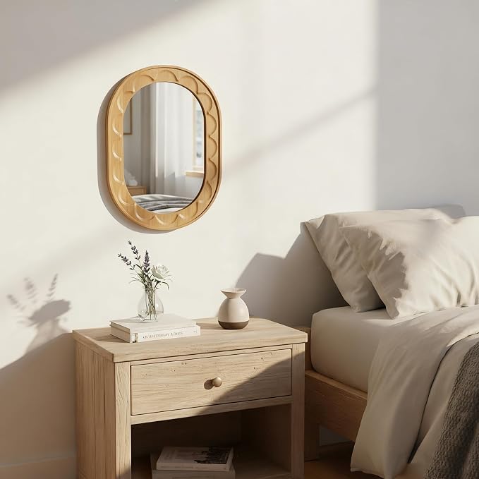 Entryway Small Mirrors for Wall, 16 x 12 Inch Bathroom Wood Mirror - Image 8