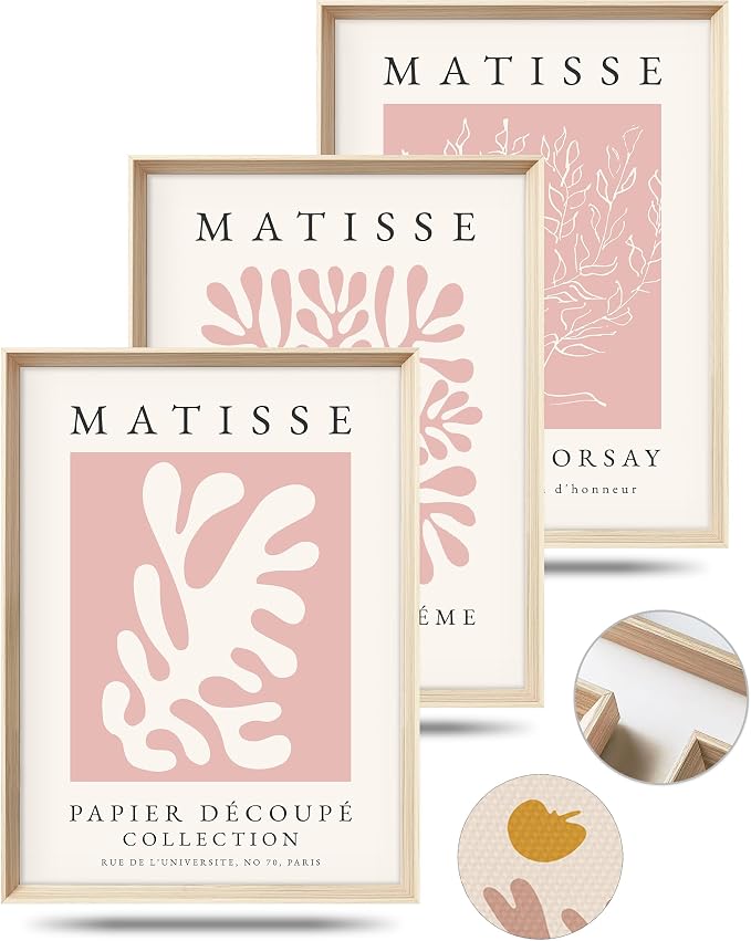 Framed Matisse Pink Canvas Wall Art, Abstract Matisse Canvas Wall Decor by HesenDot