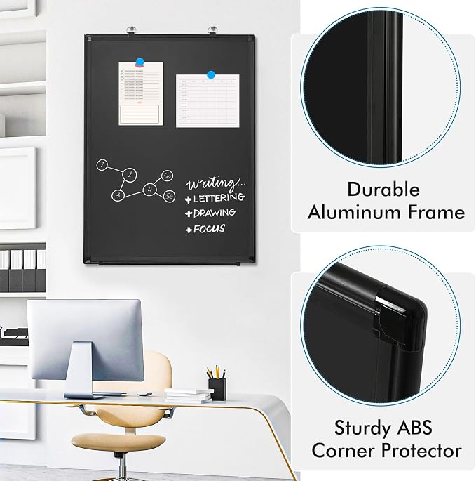 Magnetic Chalk Board, 36“x24” Black Chalkboard Double-Sided Dry Erase Board - Image 4