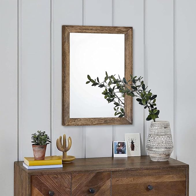 AAZZKANG Rustic Wood Mirror Rectangle Decorative Wall Mirrors - Image 3