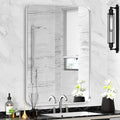 Silver Framed Bathroom Mirror, Brushed Nickel Rounded Corner Rectangle Wall by Minuover