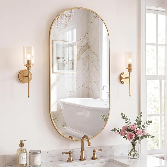 Sweetcrispy 24" x 48" Gold Bathroom Mirror - Image 2