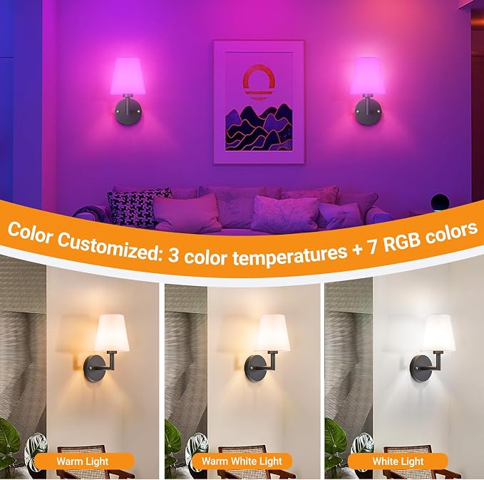 Nekhung Battery Operated Wall Sconces Set of 2, Wireless Wall Light - Image 3