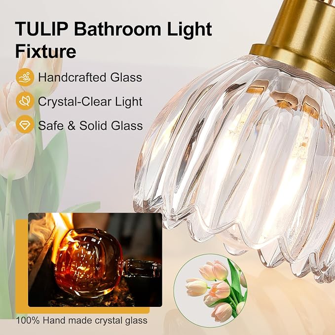 4-Light Bathroom Light Fixtures, Vintage Bathroom Vanity Lighting Fixtures Over - Image 3