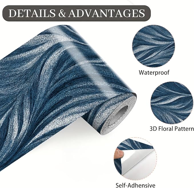 Blue Abstract Wallpaper Border 196x4 Inch Peel and Stick Wall Border Modern - Image 9