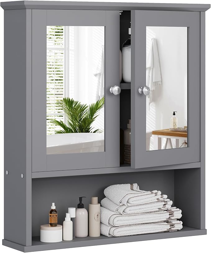 Bathroom Wall Cabinet with Mirror, Bathroom Mirror Cabinet Wall Mounted by Meilocar