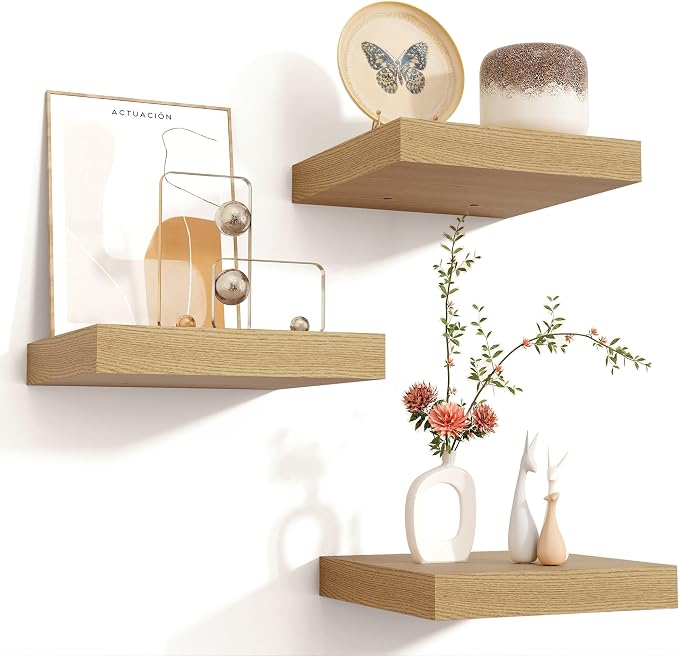 Square Floating Shelves for Wall 8"W x 8"D x 1.2"H, Small Engineered Wood Wall by Venusmiles