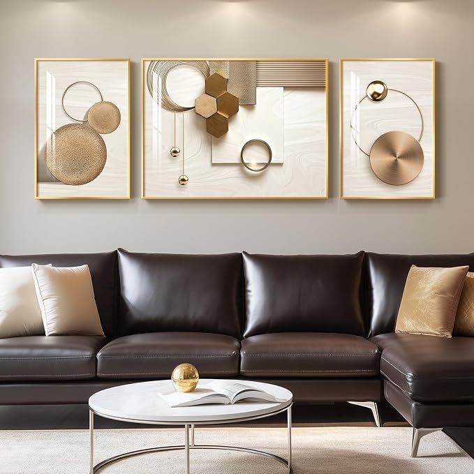 Large Framed Modern Luxury Gold Wall Art by Cuspin