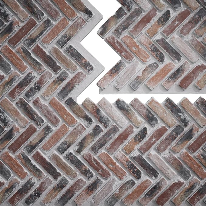 EverStone Herringbone Faux Brick Panel, 46 1/2"W x 25 1/4"H x 1"D, Farmhouse - Image 9