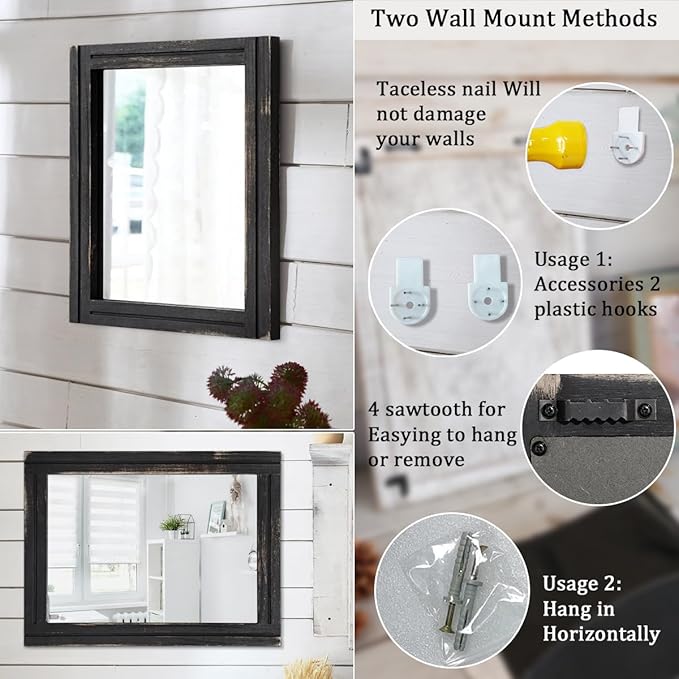 AAZZKANG Wall Mounted Mirror Small Rectangular Retro Mirrors - Image 3