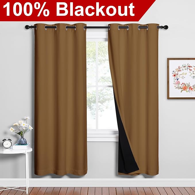NICETOWN 100% Blackout Window Curtain Panels, 2 Pieces, 42-inch Wide Per Panel - Image 2