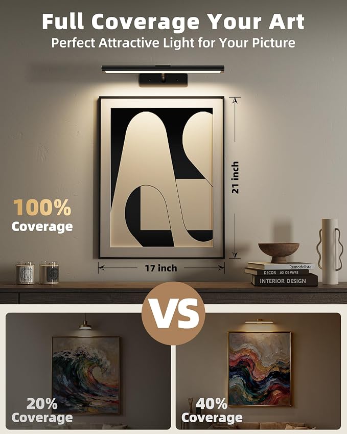 EZVALO Picture Light for Wall, 4800mAh Rechargeable Wireless Battery Lights for - Image 3