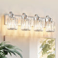 4 Lights Brushed Nickel Vanity Light Crystal Wall Light Bathroom Light Fixtures by AIXIALIN