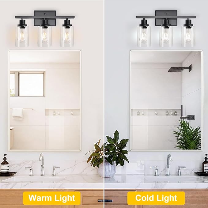 Ascher Bathroom Vanity Light Fixtures, 3 Light Wall Sconces Lighting - Image 4