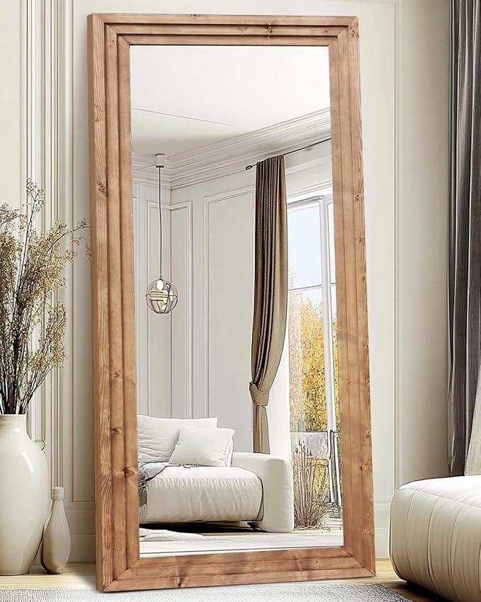 Full Length Mirror 76"x34" Solid Wood Frame Floor Large Mirror by ABSWHLM