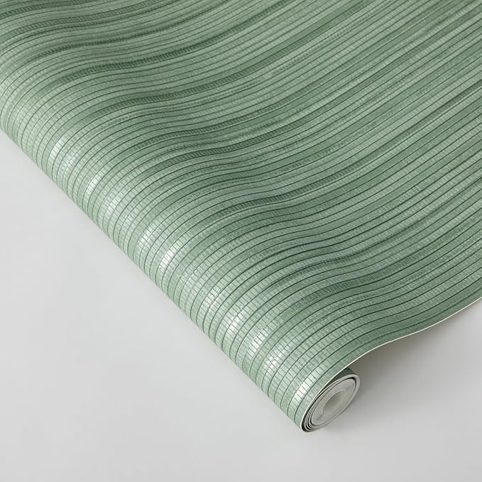 Tempaper Textured Metallic Sage Green Faux Grasscloth Removable Peel and Stick - Image 5