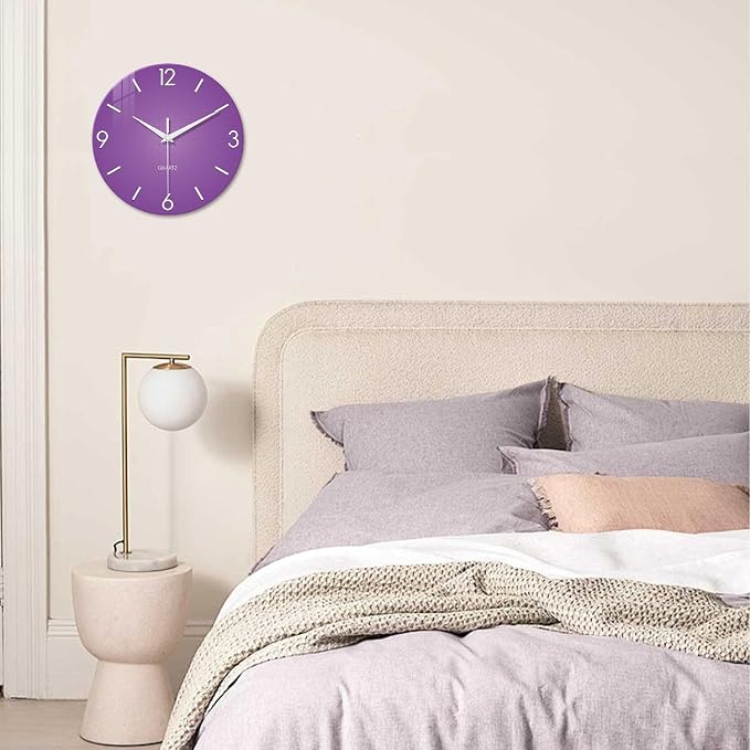 XFM Round Purple Wall Clock 14 Inch Silent Non-Ticking Battery Operated - Image 2