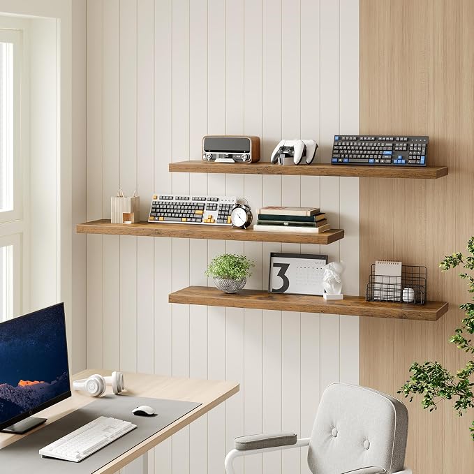 RALGEND Floating Shelves for Wall, 1.5" Thick Wall Shelf Set of 3 - Image 6