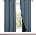 NICETOWN 100% Blackout Window Curtain Panels, Smoky Blue, 2 Pieces, 42-inch by NICETOWN