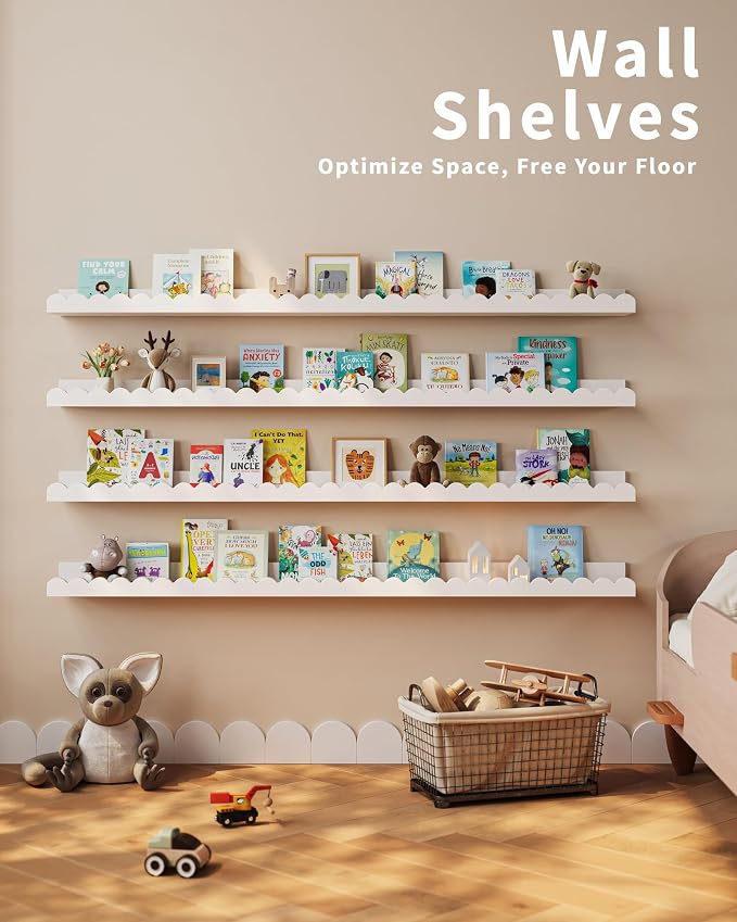 Shario Nursery Book Shelves, Scalloped Shelves, Wall Book Shelves - Image 6