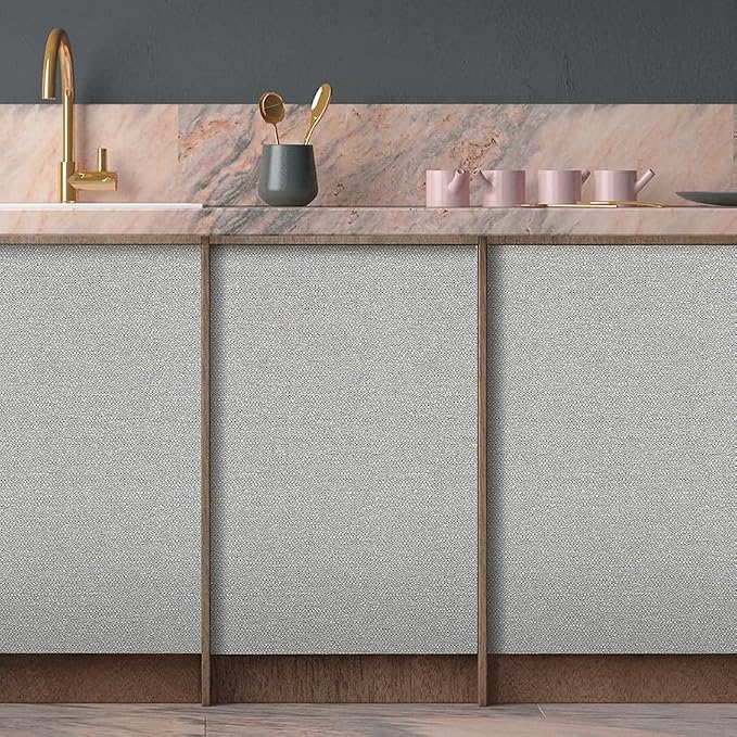Gray Peel and Stick Wallpaper Slight Velvety Feeling Woven Fabric Grasscloth - Image 4