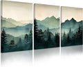 Mountain Wall Art Decor Set of 3 Sage Green Forest Canvas Wall Art Prints by Unknown