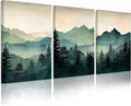 Mountain Wall Art Decor Set of 3 Sage Green Forest Canvas Wall Art Prints by Unknown