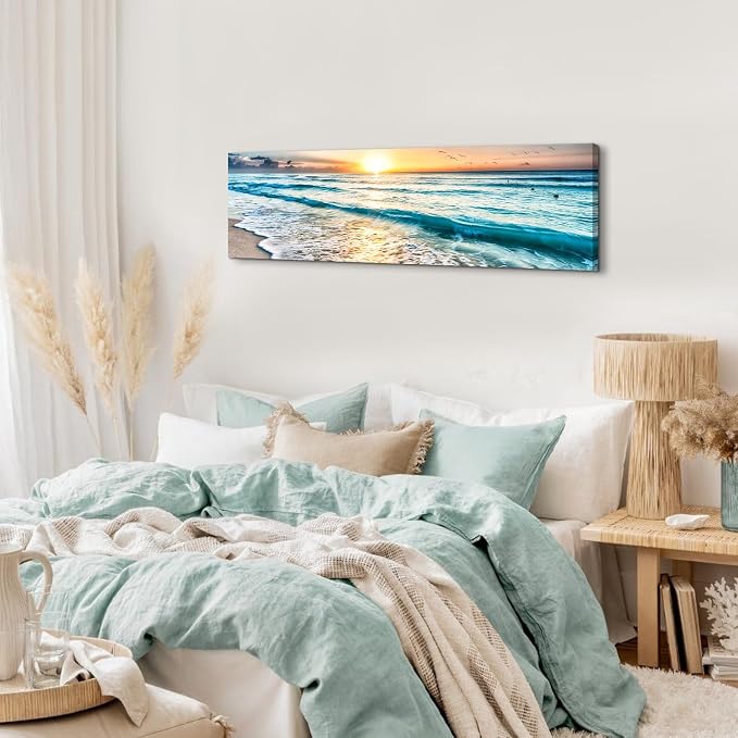 Sunrise Ocean Beach Canvas Wall Art Coastal Room Decor Nature Pictures - Image 6