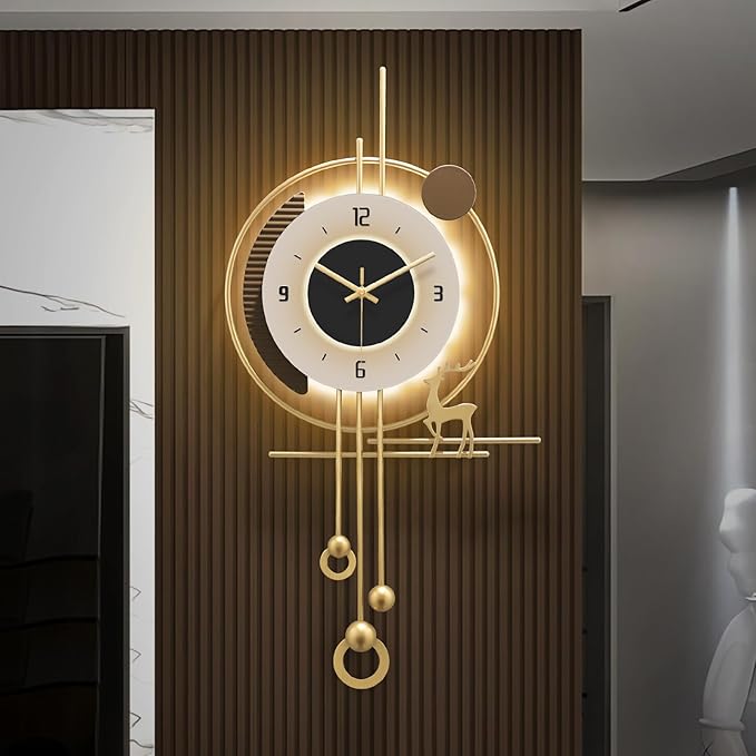 Modern Wall Clock for Living Room, Large Gold Decorative Wall Clock by HEBOIXHOMEDECOR