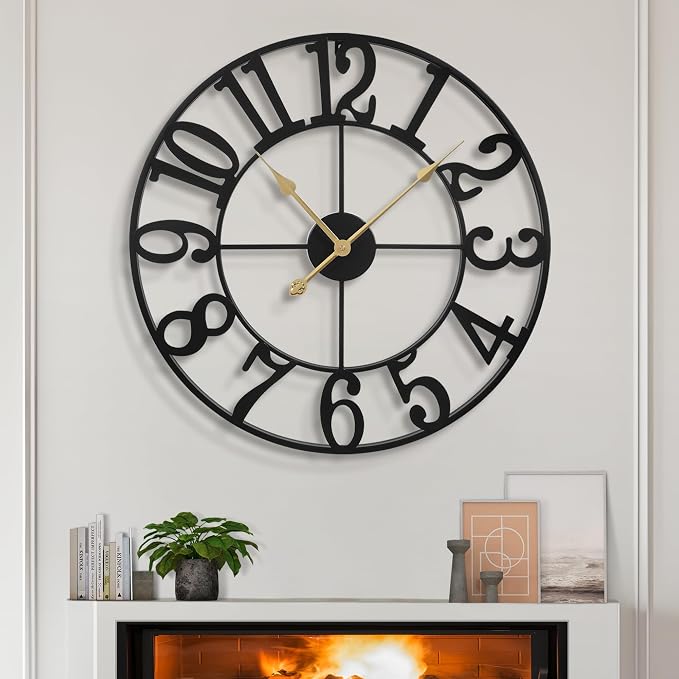 LEIKE Large Wall Clocks, Non Ticking, Battery Operated Rustic Round Modern Big by LEIKEWALLCLOCK