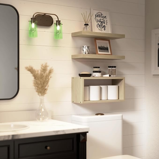 RICHER HOUSE Floating Shelves Set of 3, Modern Bathroom Shelves Wall Mounted - Image 6