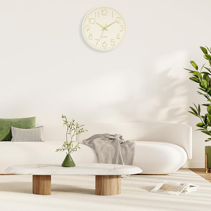 Foxtop Modern Wall Clock Silent Non Ticking Battery Operated Quartz Round Wall - Image 5