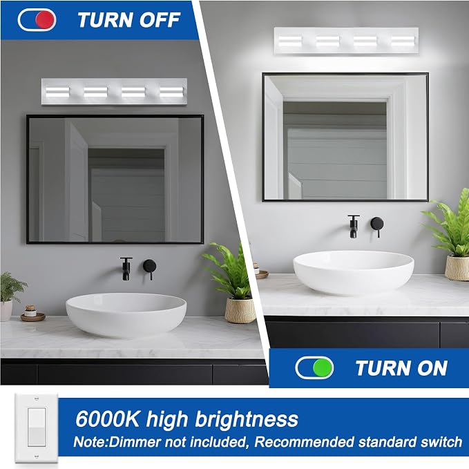 IZORRO LED Modern Bathroom Lights Fixtures, Matte White Acrylic Wall Lighting - Image 4