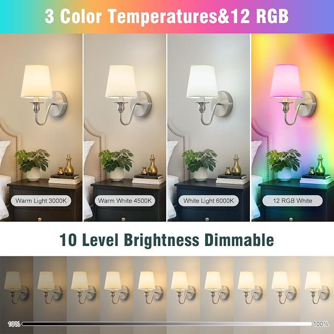 Battery Operated Wall Sconces set of Two, Rechargeable Wall Sconce - Image 2