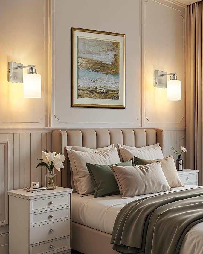 Rayogale Wireless Wall Sconces, Nickel Battery Operated Wall Sconce Set of 2 - Image 5