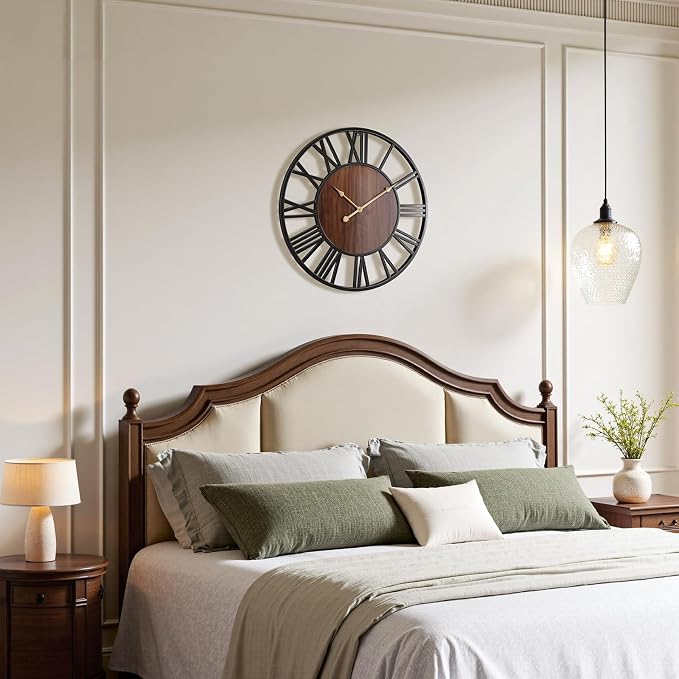 Vantic 24 Inch Large Wall Clock, Roman Numeral Wood Oversized Wall Clocks - Image 6