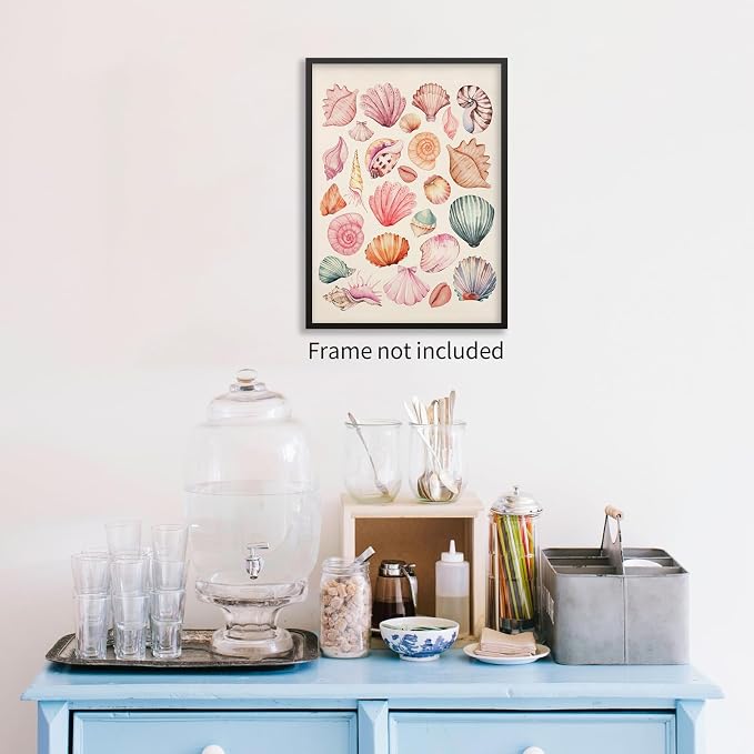 Pink Seashell Posters Coastal Cowgirl Canvas Wall Art Trendy Beach Starfish - Image 4