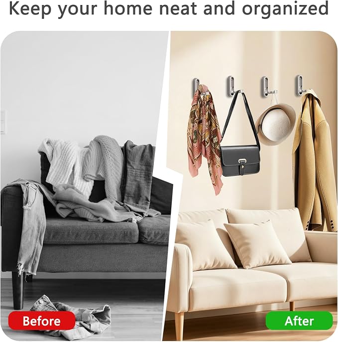 2PCS Foldable Wall Hooks, Flip Down Design - Image 4