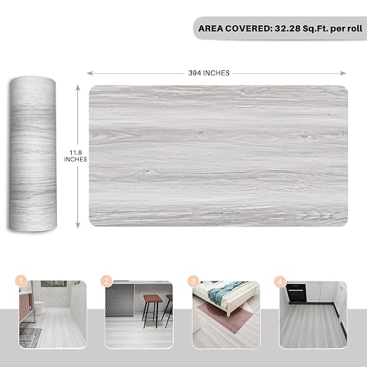 Wood Grain Peel and Stick Floor Tiles – 11.8” Width, Full Roll Length of 394" – - Image 5
