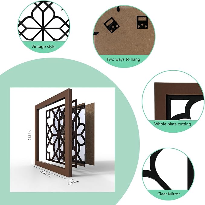 ZEXUIRU 4 Set. Rustic Wall Mirrors - Image 6