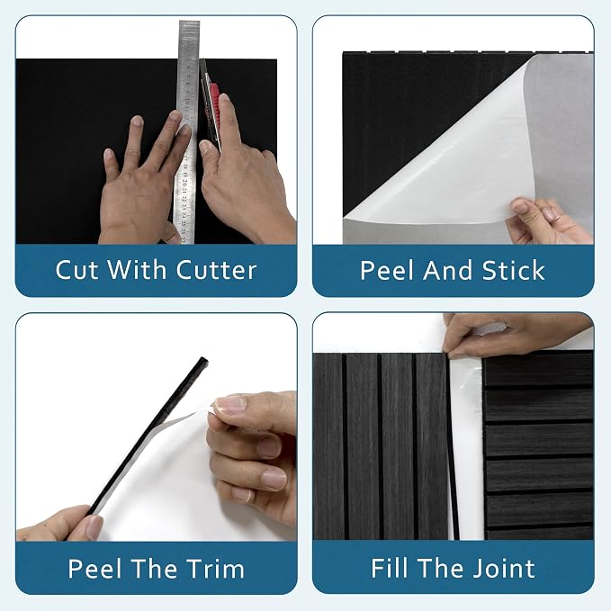 4-Piece Wood Slat Wall Panel for Interior Wall Decor Noise Cancelling 47.2" x - Image 5