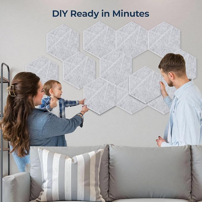12 Pack Hexagon Acoustic Panels, Self-Adhesive Acoustic Wall Panels - Image 4