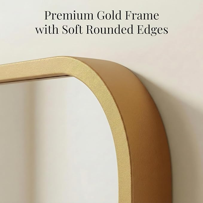 30x48 Inch Oversized Matte Gold Bathroom Vanity Mirrors | Flush Mount Deep Set - Image 3