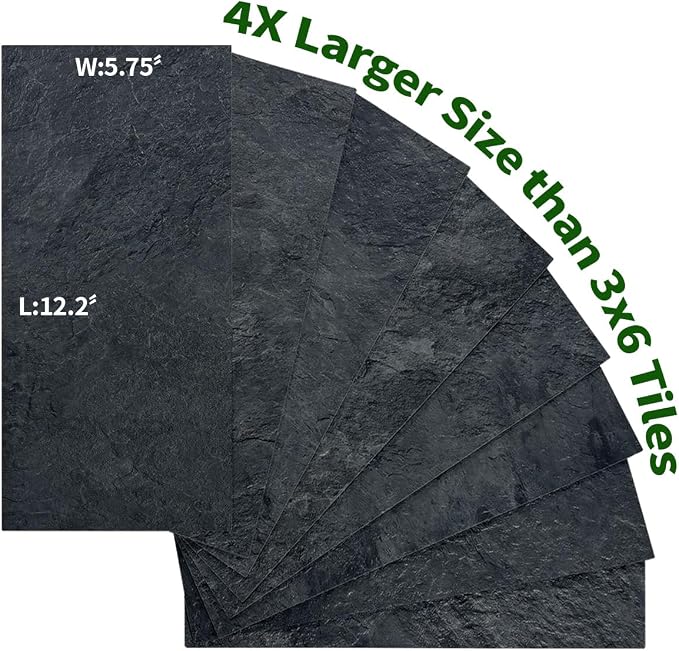 AULIGET 2-Piece Black Slate Peel and Stick Backsplash Wall Tiles, Laundry Room - Image 5