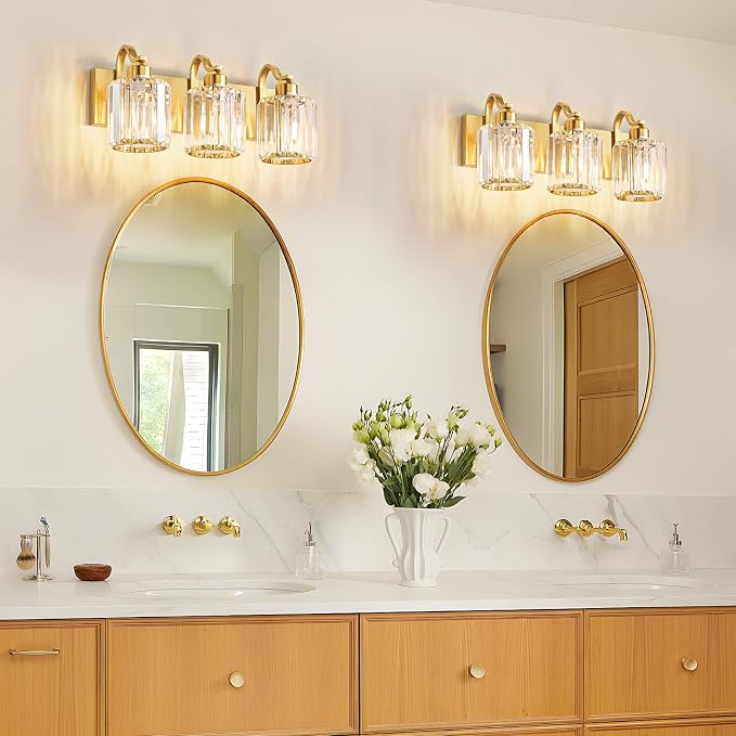 3-Light Gold Bathroom Light Fixtures, Modern Bathroom Vanity Lights Fixture - Image 7
