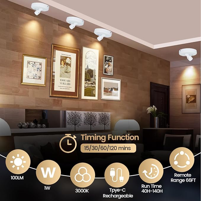 HAMVIDNE LED Spotlight, Rechargeable Battery Picture Lights, Uplighting Indoor - Image 4